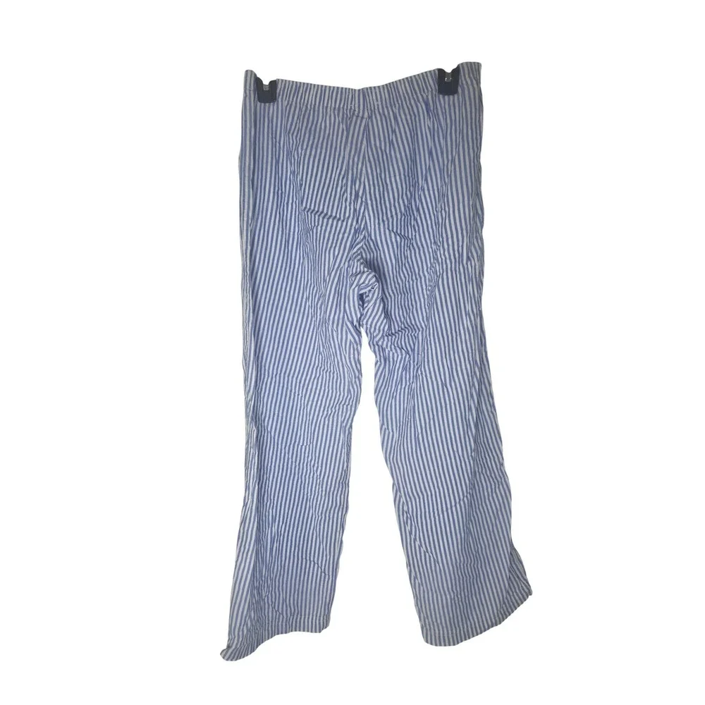 Gap Womens Small Blue White Striped Cotton Pajama Pants Drawstring Loungewear